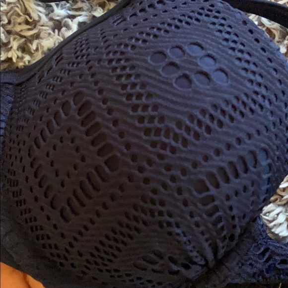 Navy blue, cross-back bathing suit top - Picture 3 of 3